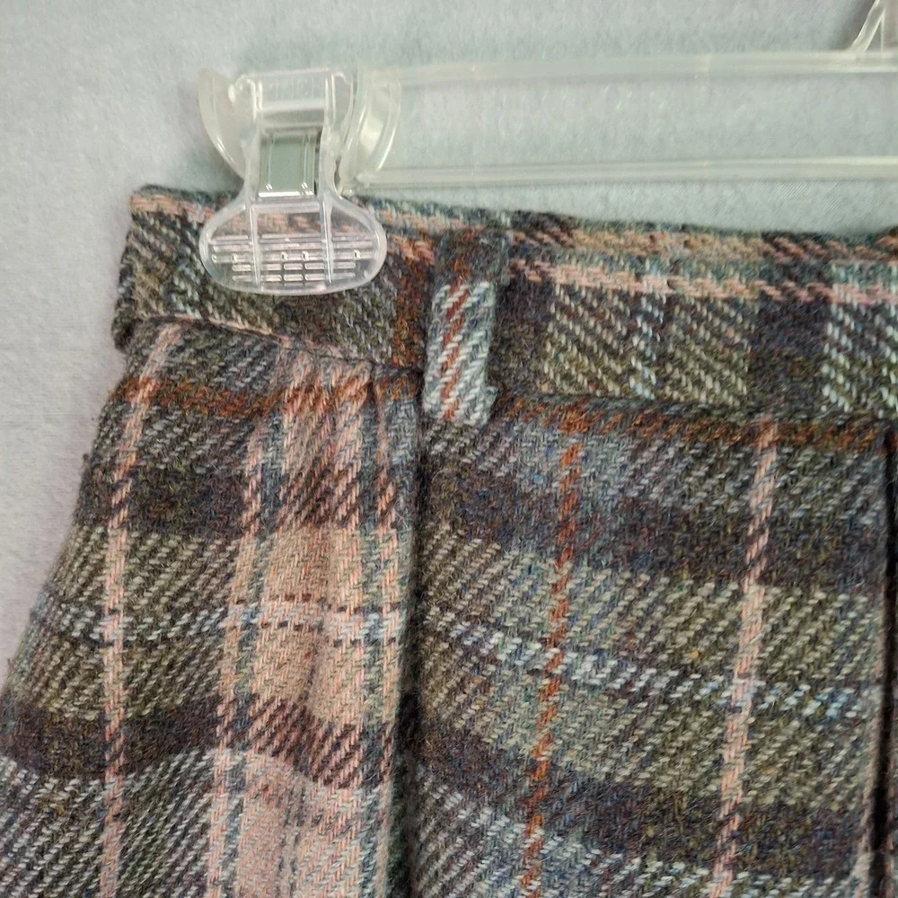 Vintage THE SPORTING LIFE Size 10 Plaid Wool Skirt Brown Pink Zip Made In USA - Picture 6 of 14